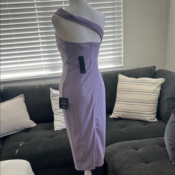 Lulu's One-Shoulder Lavender Dress - Picture 6 of 13